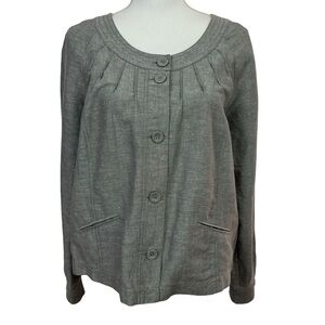 Jessica Women’s Lightweight Linen/Cotton Blazer/Jacket Sz 10 Gray Fabric Buttons